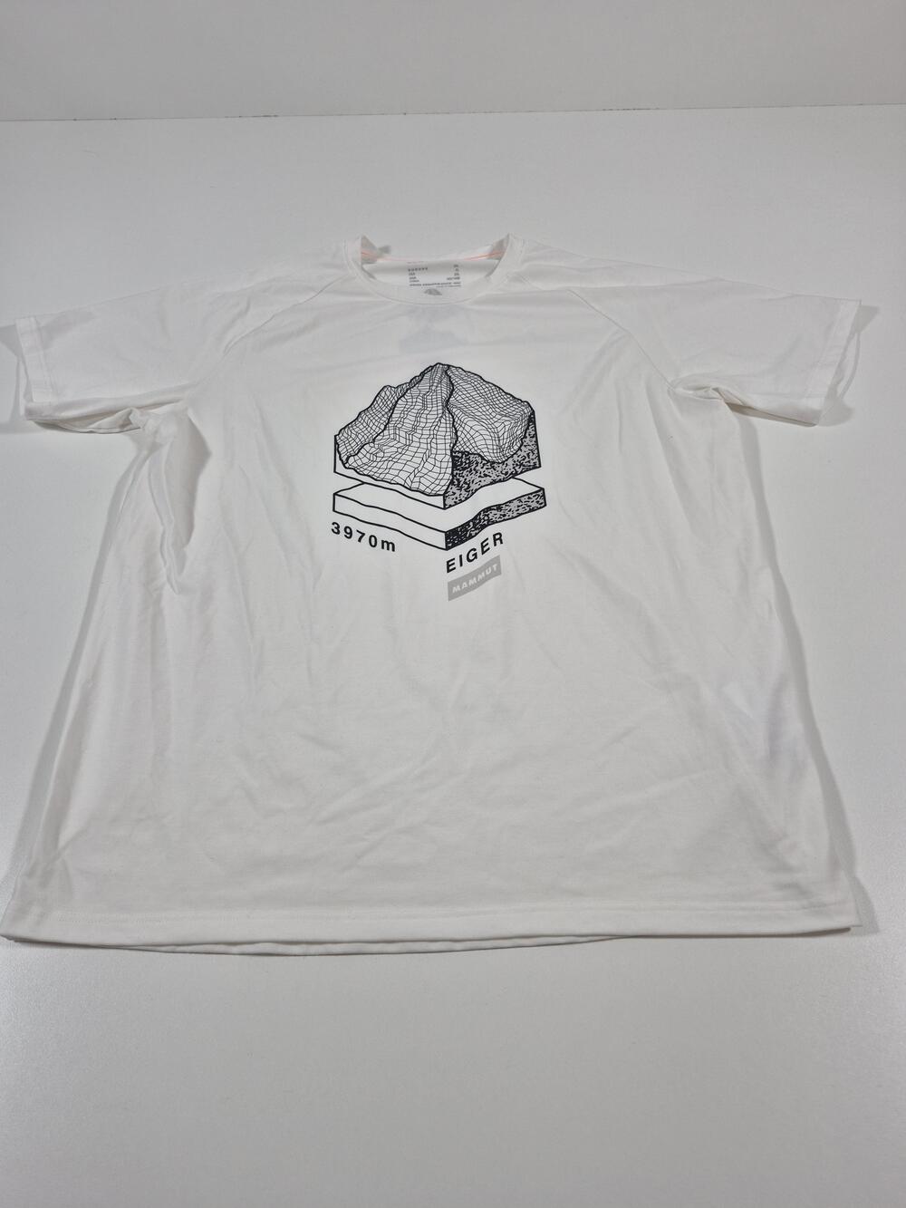 Mammut Shirt Mens XL White Eiger 3970m Mountain Graphic Tee Tagless Outdoor